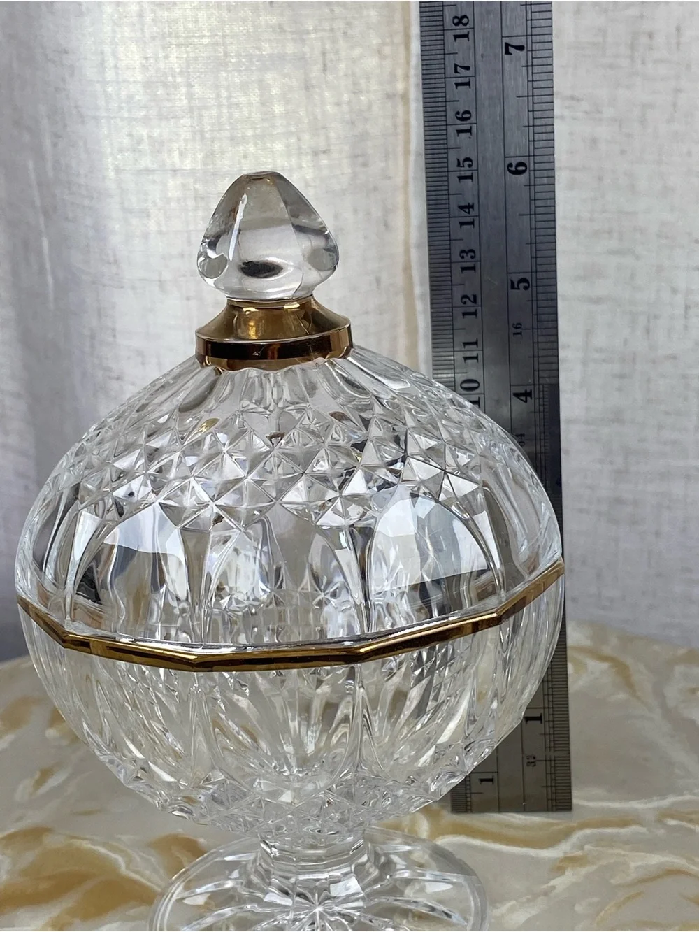 Vintage Cristal D’Arques Longchamp Gold Crystal Lidded Candy Dish